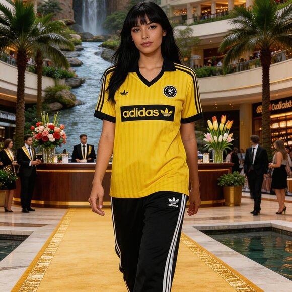 adidas Tops - Adidas Women’s Retro Football-Inspired Jersey Tee JY3544 – Medium – Pure Sulfur